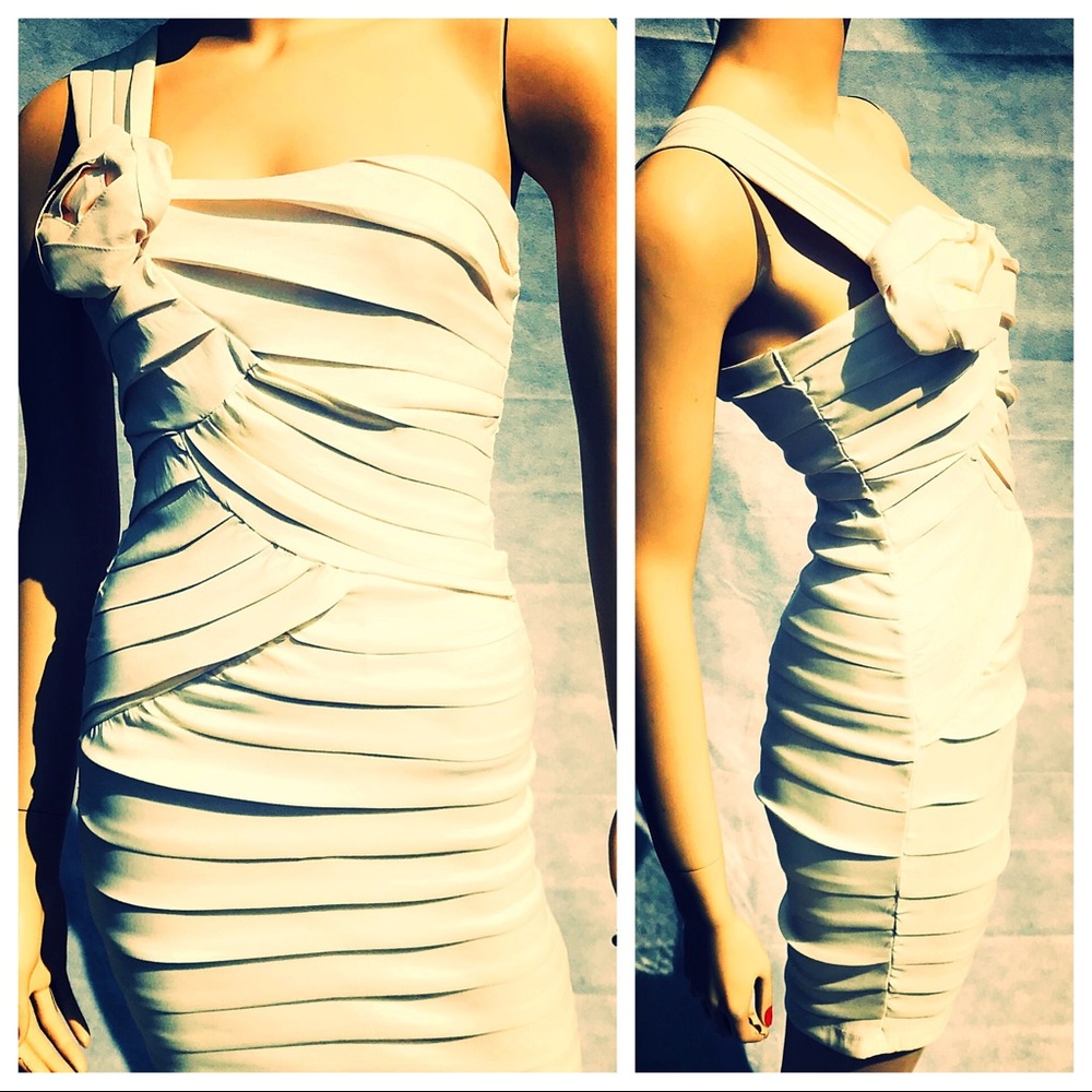 City Triangle Bodycon One Shoulder Pleated Dress 9
